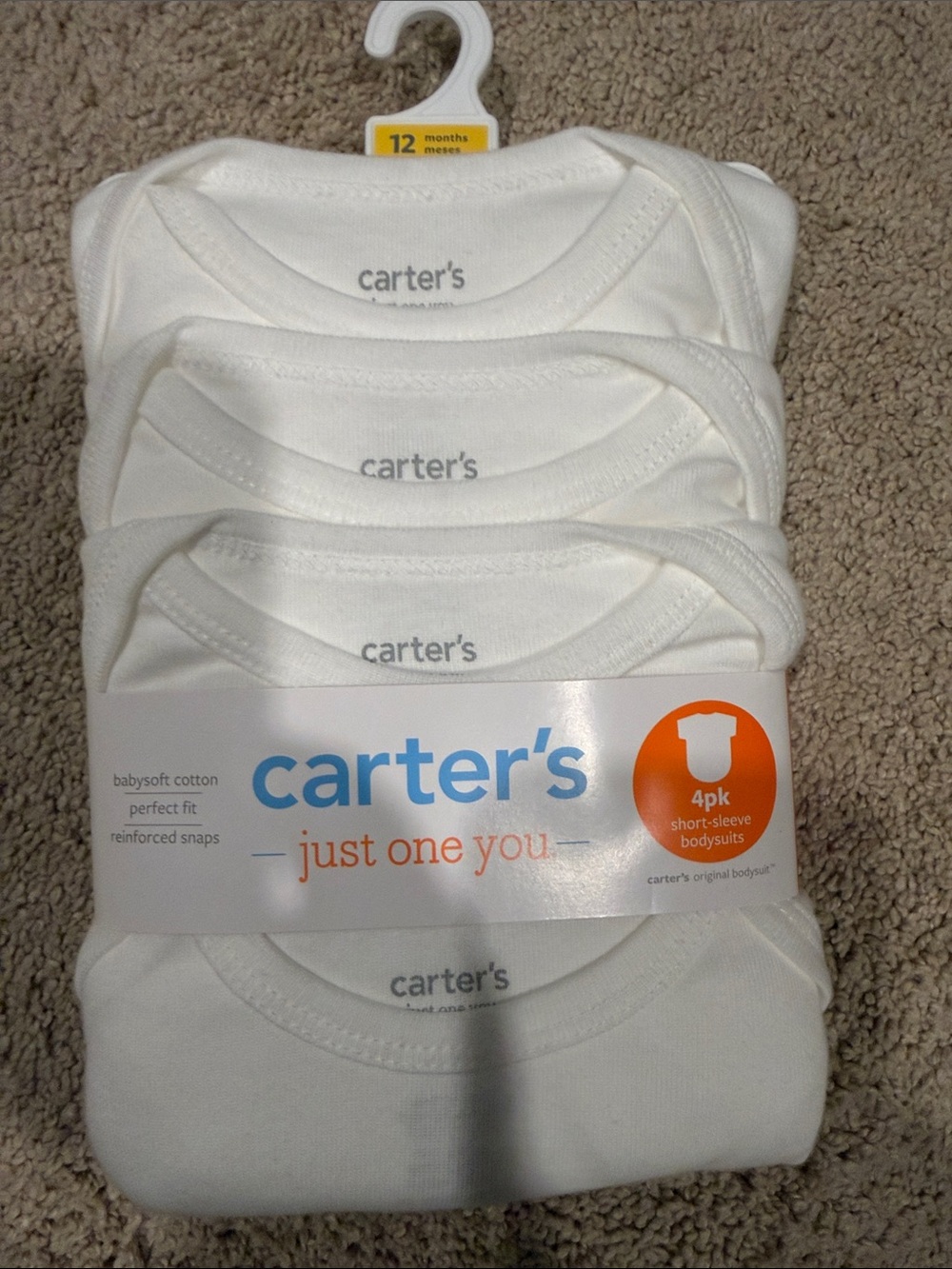 Carter's White Short-Sleeve Bodysuit 4-Pack